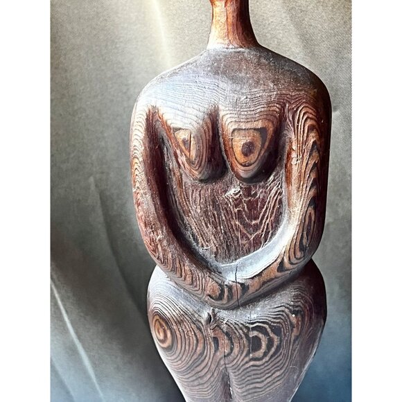 Handcrafted Wooden Abstract Female Figure Sculpture Vintage 13” T - Picture 3 of 14